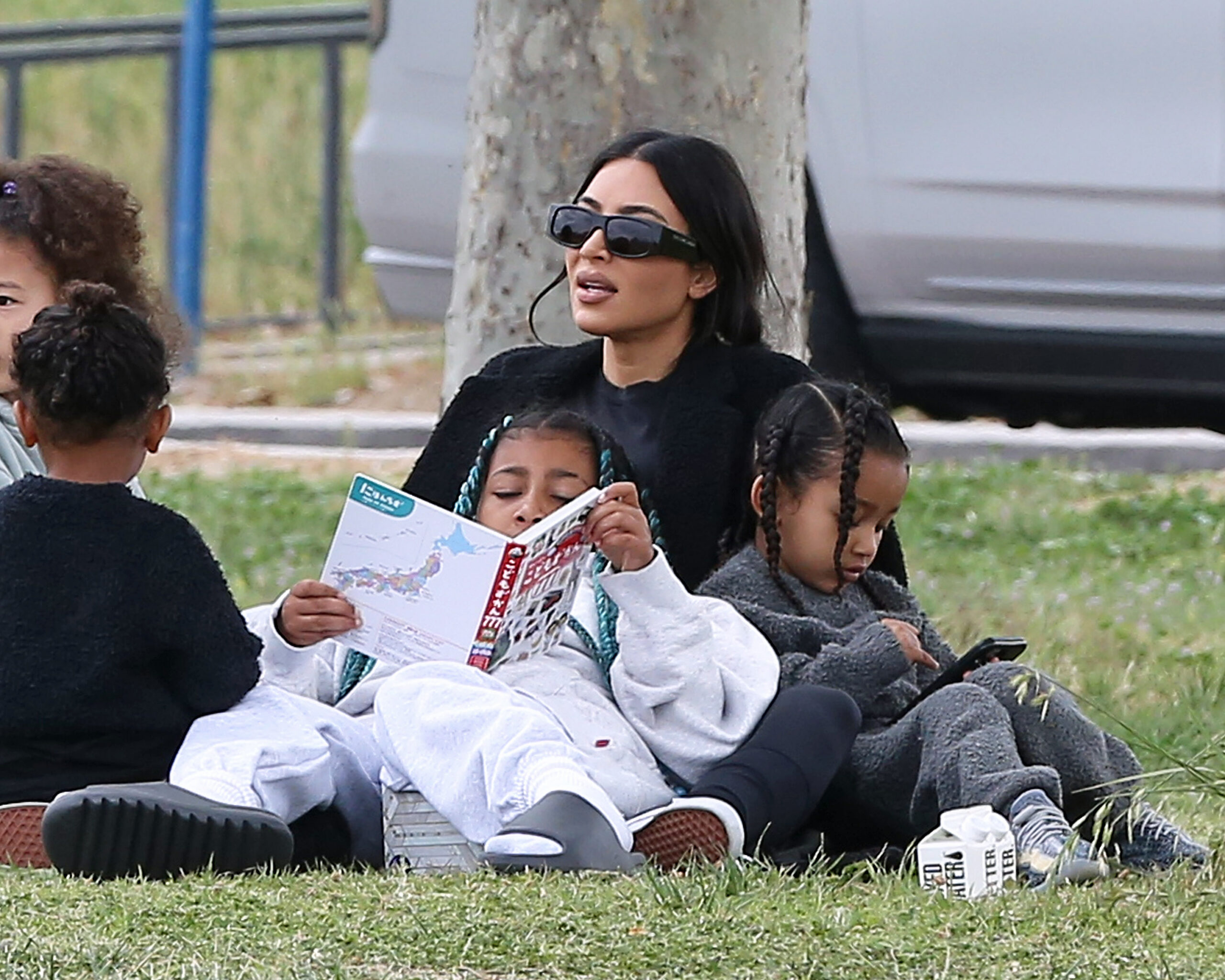 Kim Kardashian takes her kids to watch Saint play a soccer match in Calabasas