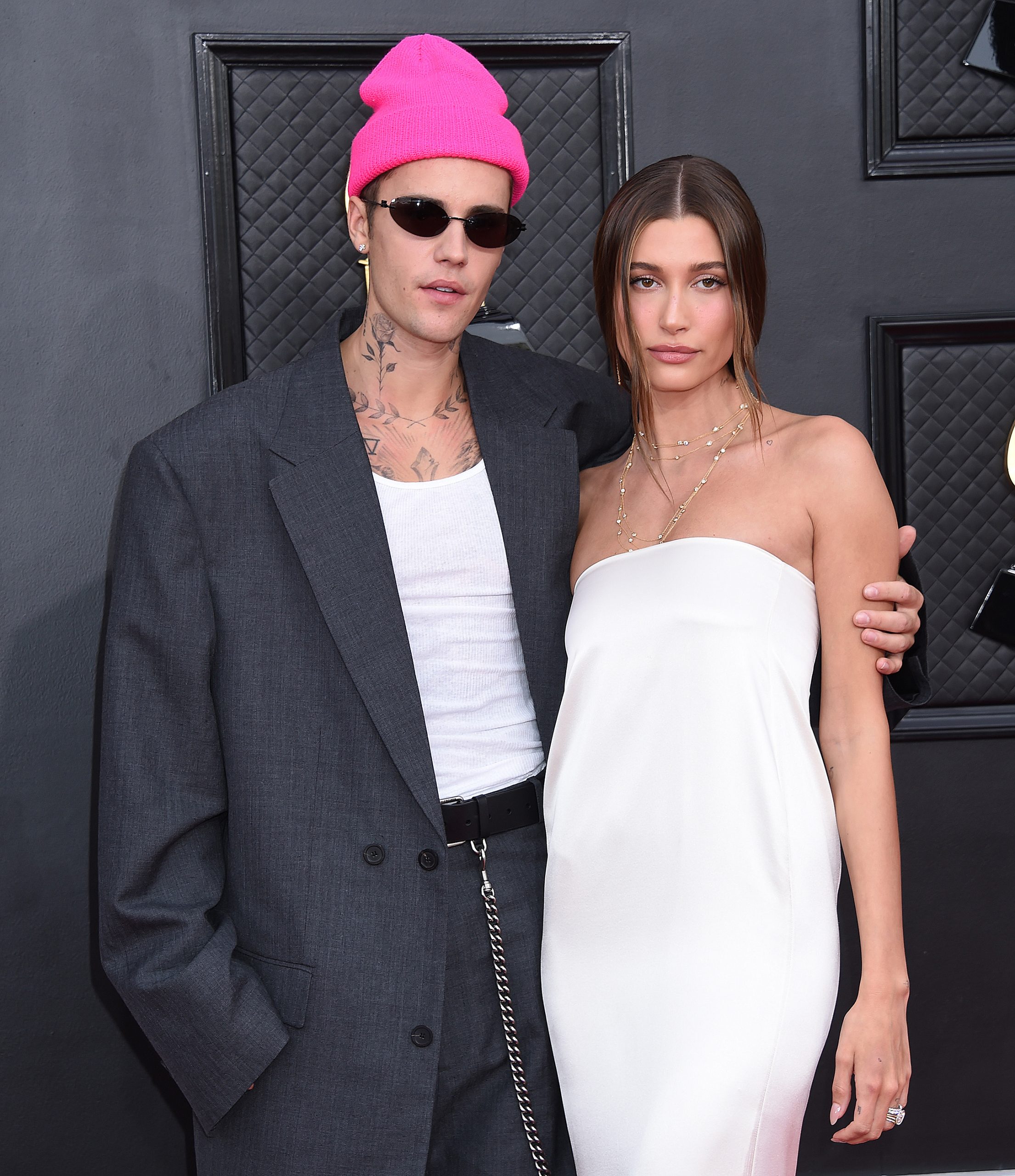 Justin Bieber and Hailey Bieber at The 64th Annual GRAMMY Awards