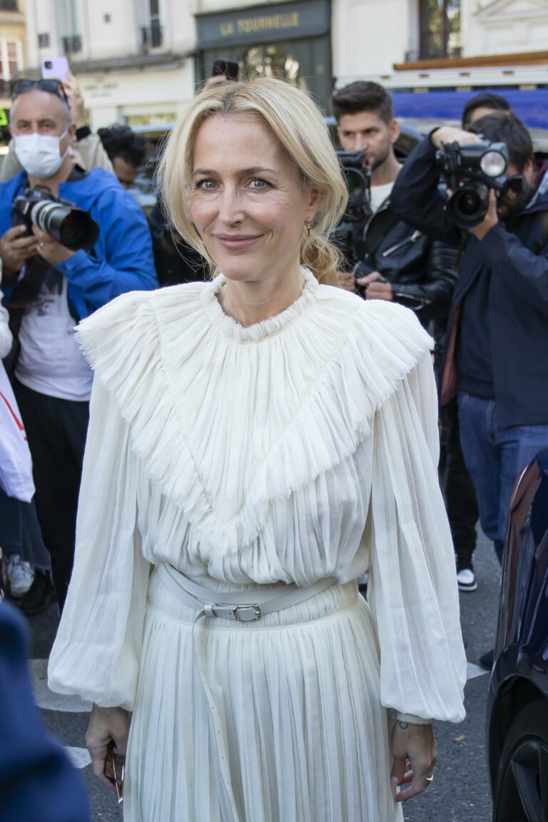 Gillian Anderson at Chlo show during Paris Fashion Week