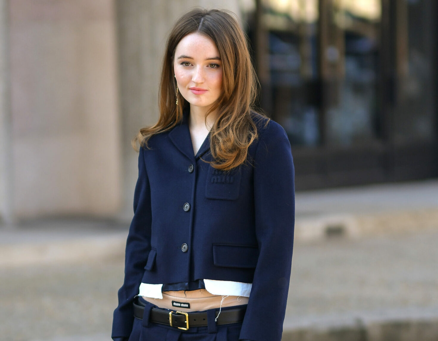 Kaitlyn Dever at the MIU MIU Womenswear Fall Winter 2022 2023 show as part of Paris Fashion Week