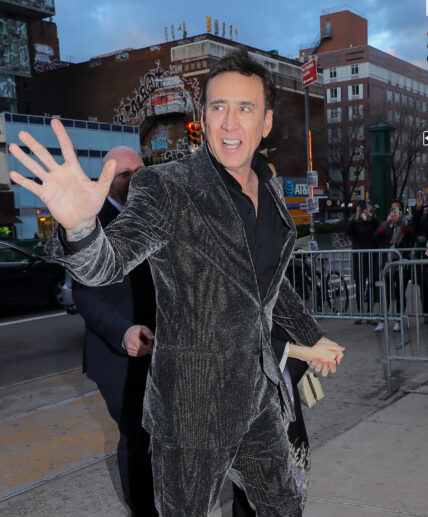 Nicolas Cage and his wife Riko Shibata seen arriving at the 'The Unbearable Weight of Massive Talent' premiere in New York City on April 10 2022