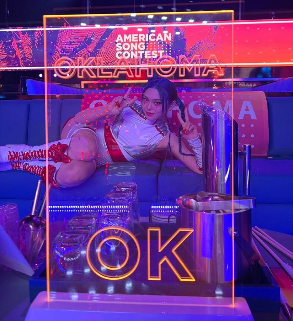 Alexa on the set of American Song Contest