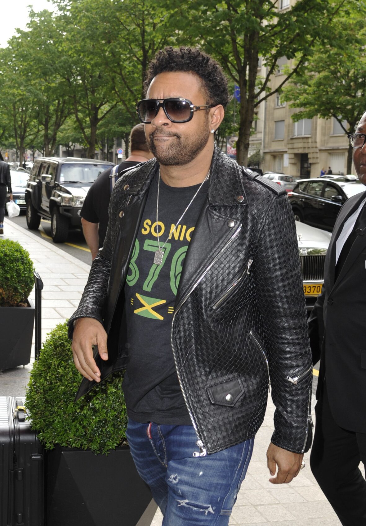 Singer Shaggy arrives at the Hotel in Paris.