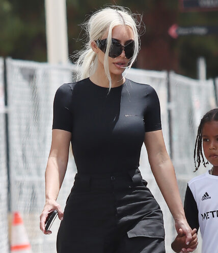 Kim Kardashian at soccer with son Saint in Los Angeles