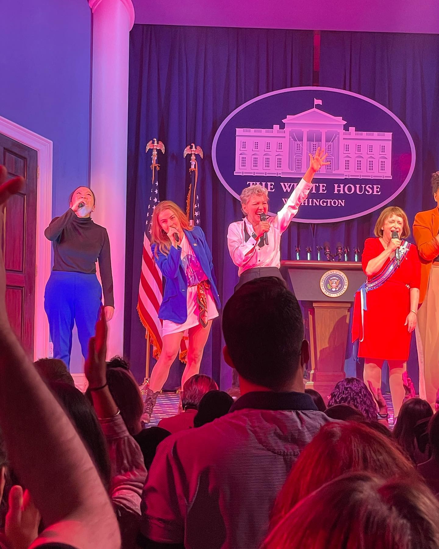 Nina Dobrev visits Julianne Hough in Broadway production of POTUS 