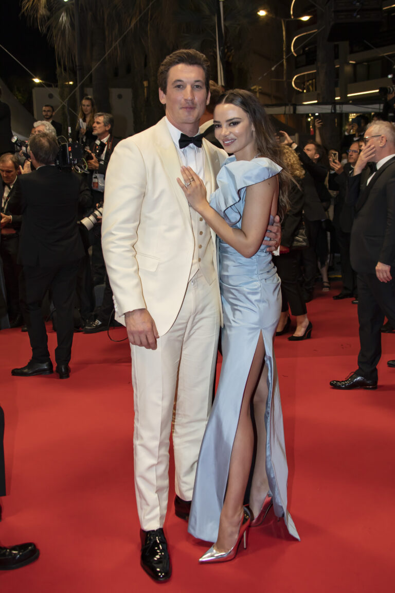 75th annual Cannes film festival at Palais des Festivals on May 18, 2022 in Cannes. 18 May 2022 Pictured: Miles Teller, Keleigh Sperry. Photo credit: KCS Presse / MEGA TheMegaAgency.com +1 888 505 6342 (Mega Agency TagID: MEGA859198_022.jpg) [Photo via Mega Agency]