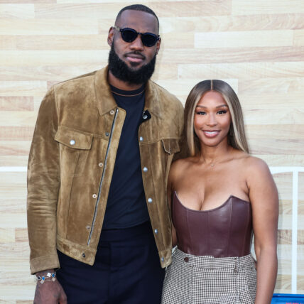 LeBron James and wife Savannah James arrive at the Los Angeles Premiere Of Netflix's 'Hustle'