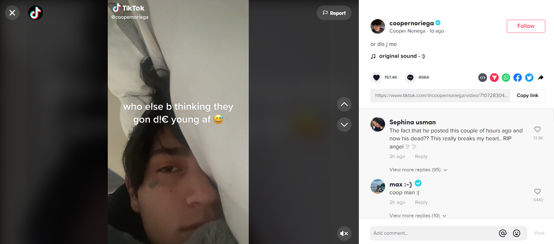 Cooper Noriega Final TikTok video