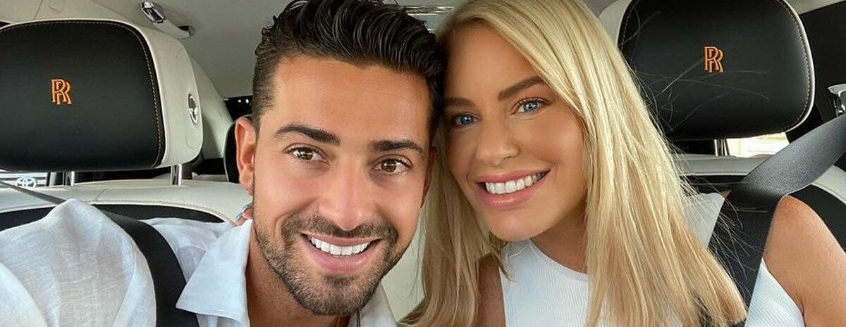 woman and man smiling 