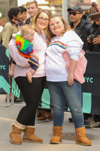 Honey Boo Boo sister Pumpkin and daughter seen leaving the Aol Build studios in NYC