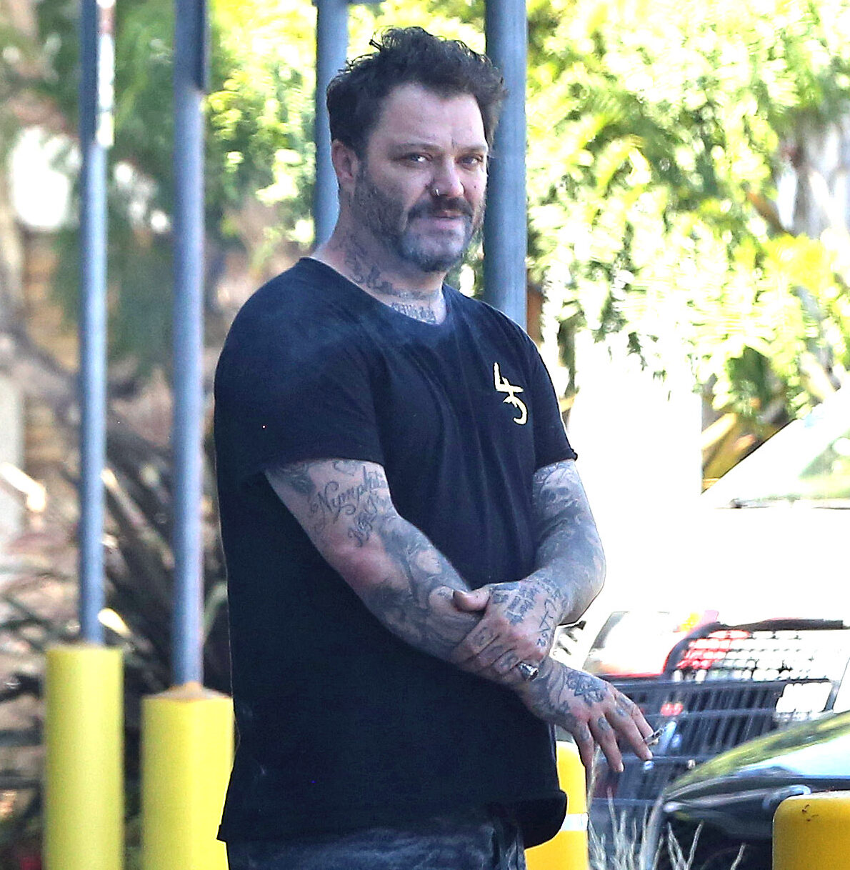 Bam Margera seen after being released from jail after being arrested for Trespassing