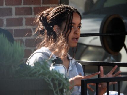 Malia Obama is seen out with a friend grabbing a coffee on Melrose Place