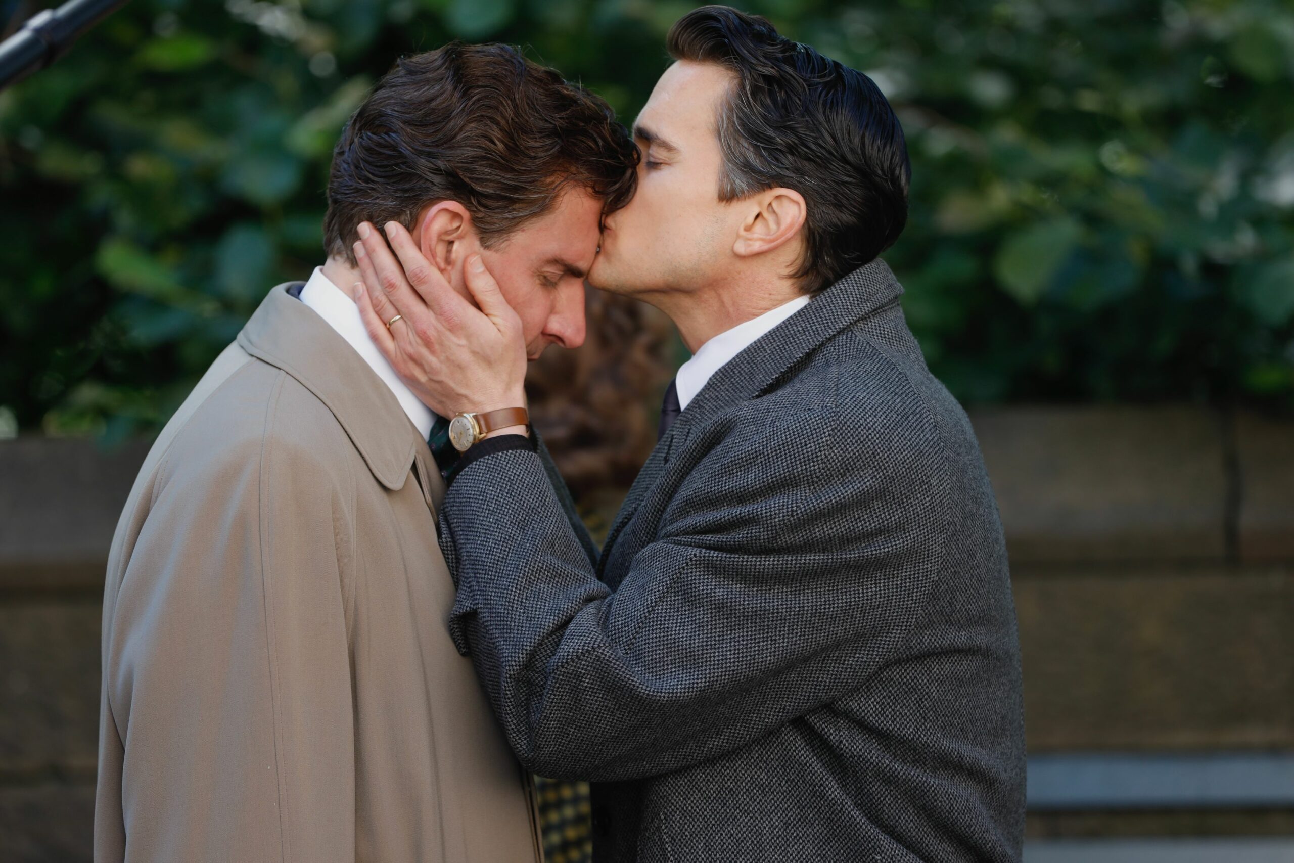 Bradley Cooper Matt Bomer and Kate Eastman filming MAESTRO in NYC
