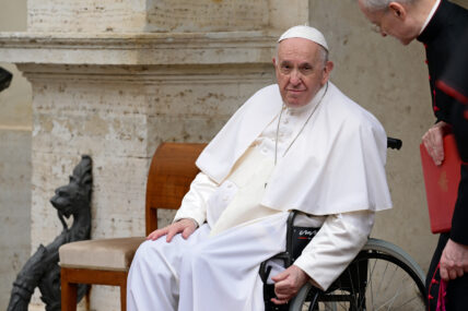 Pope Francis met about 160 children of the Sant'Alessio- Margherita di Savoia care institution for blind, visually impaired, or with other disabilities and a group of children refugee from Ukraine4 Jun 2022,