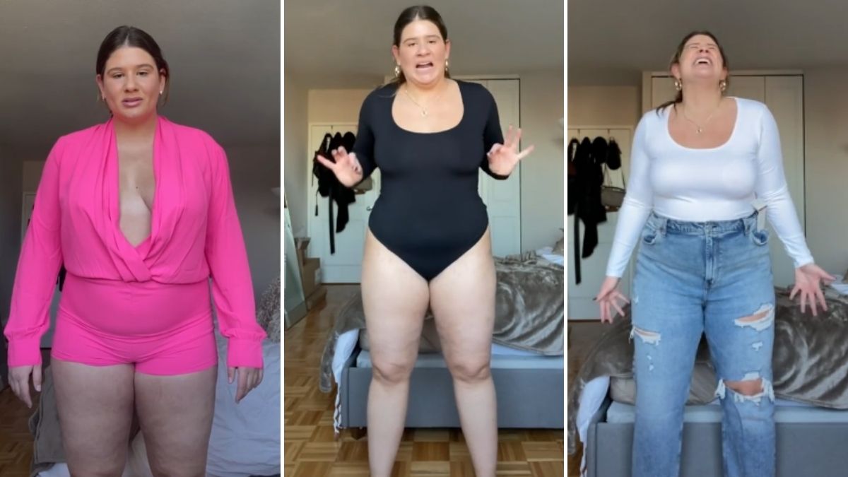 girl trying on clothes