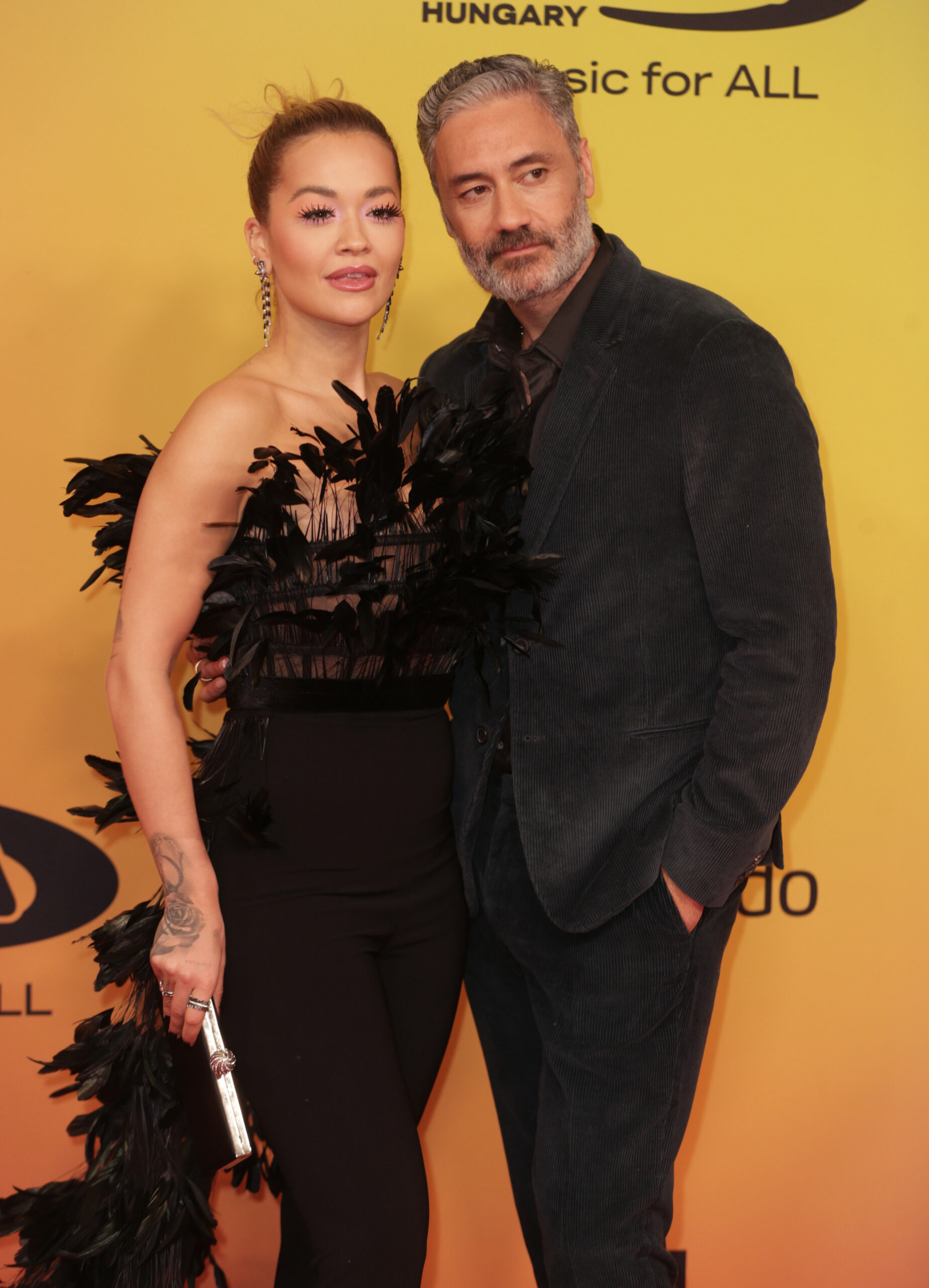 Rita Ora and Taika Waititi attend the MTV Europe Music Awards in Budapest