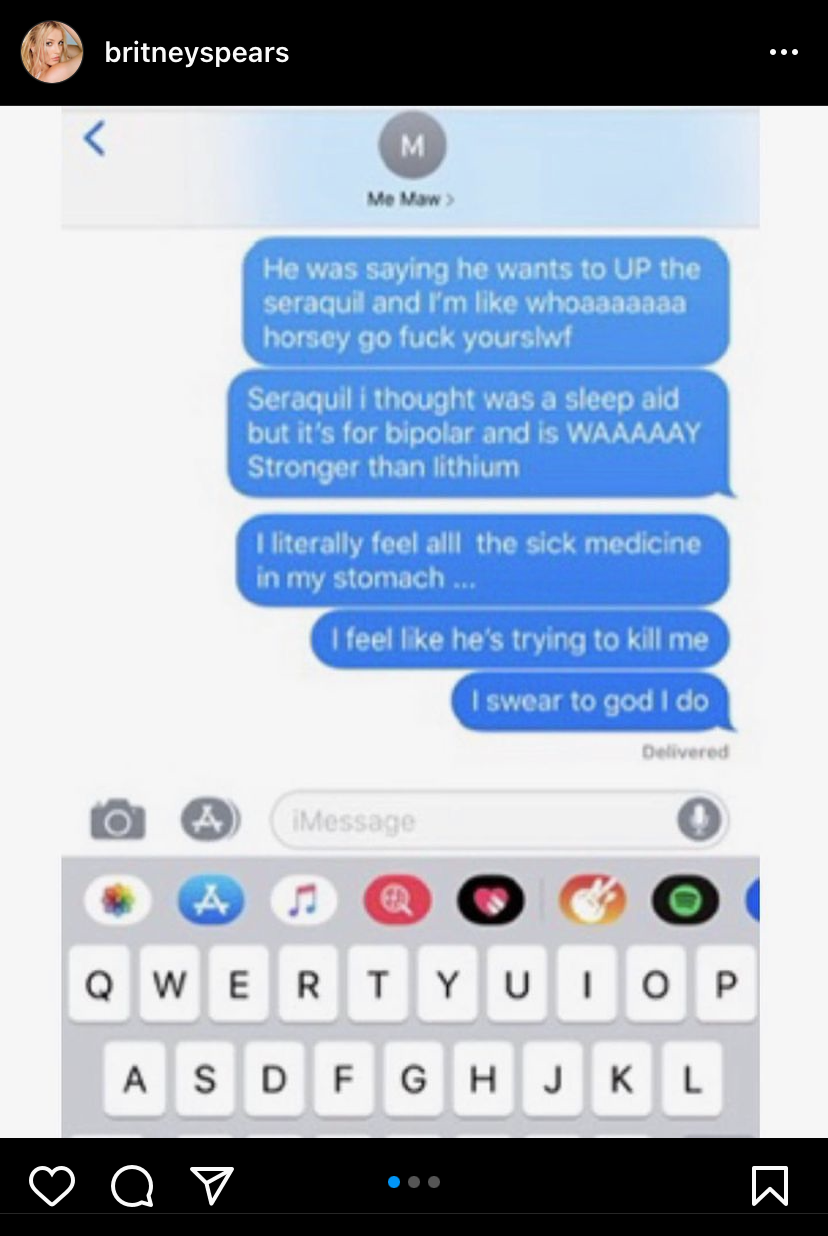 Britney Spears text messages July 24, 2022