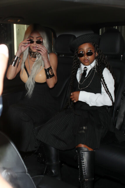 Kim Kardashian and daughter North West leaving the Jean Paul Gaultier fashion show in Paris