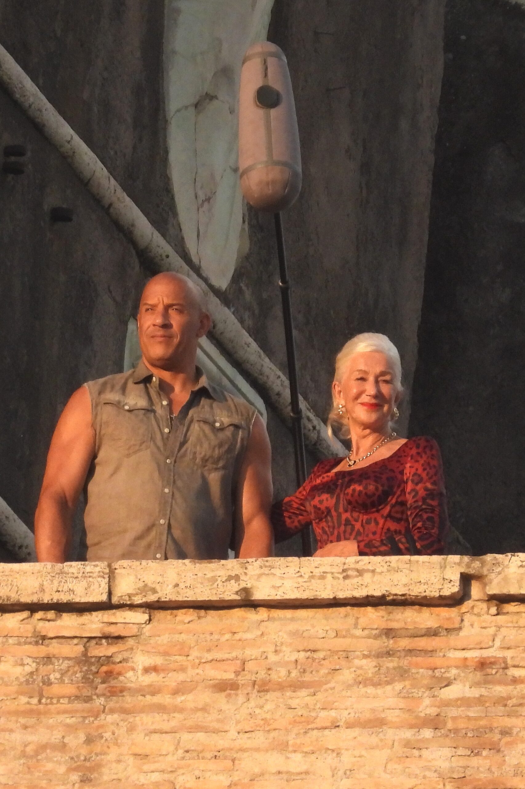 Vin Diesel and Helen Mirren filming Fast & Furious in Rome