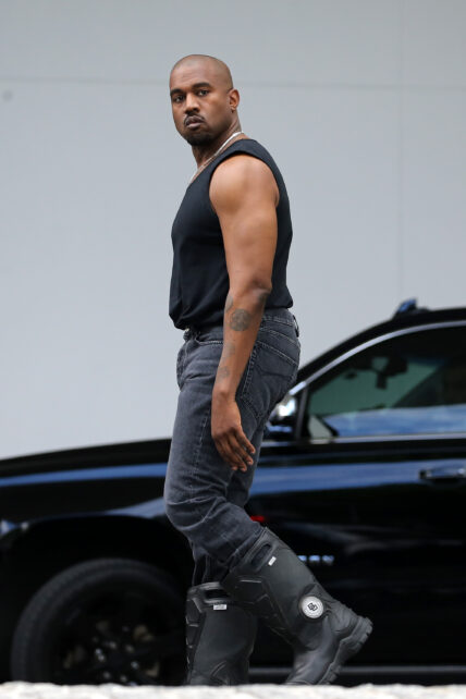 Newly single Kanye West and girlfriend Chaney Jones leave their hotel in Miami and are followed by a pretty blonde who also traveled with them in Miami