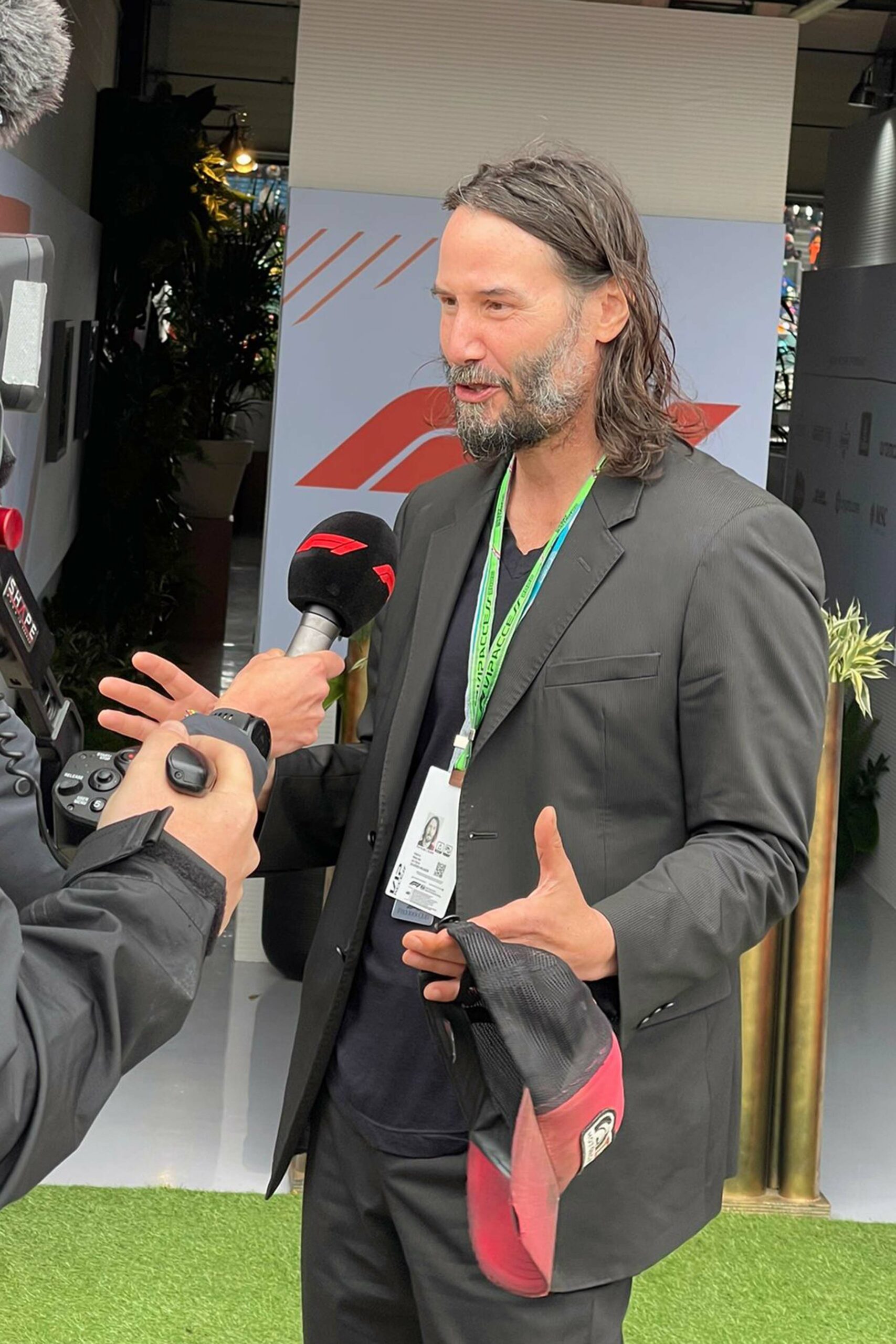 John Wick star Keanu Reeves is seen at the British F1 Grand Prix at Silverstone