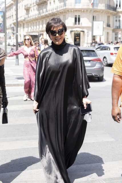 Kris Jenner leaving Restaurant L apos avenue and go to Dior Shop during Paris Fashion Week