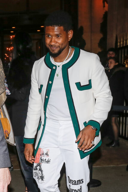 Usher leaving CR Fashion Book X Redemption party during Paris Fashion Week 2020