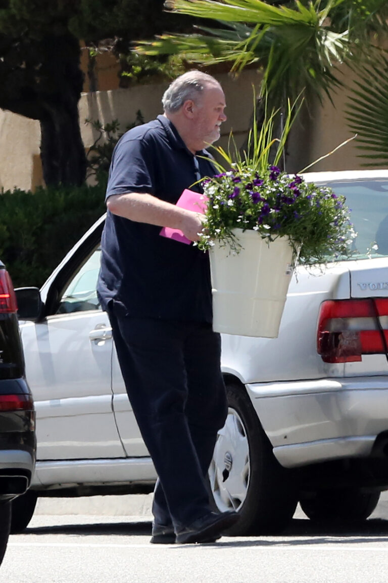 Meghan Markle's father Thomas Markle drops off flowers at Meghan's mother Doria Ragland home days before the wedding