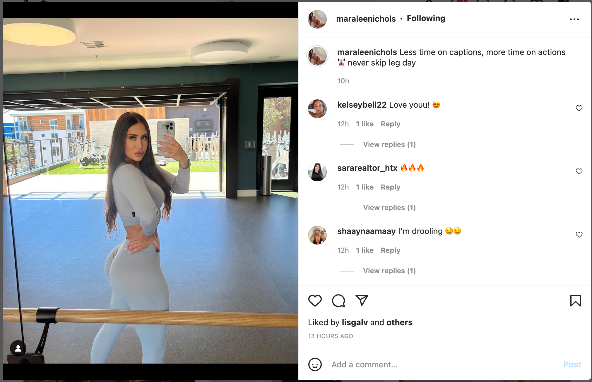 Maralee Nichols in gym wear