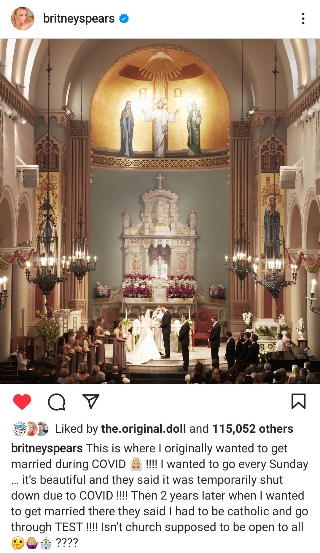 Britney Spears Church Post