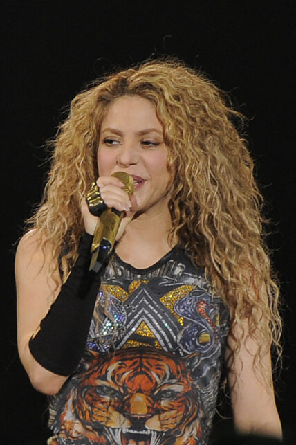 Shakira performing at the O2 Arena