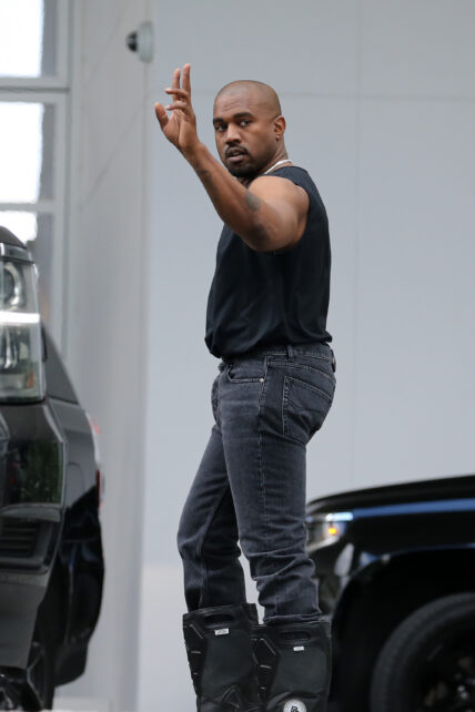 Newly single Kanye West and girlfriend Chaney Jones leave their hotel in Miami and are followed by a pretty blonde who also traveled with them in Miami