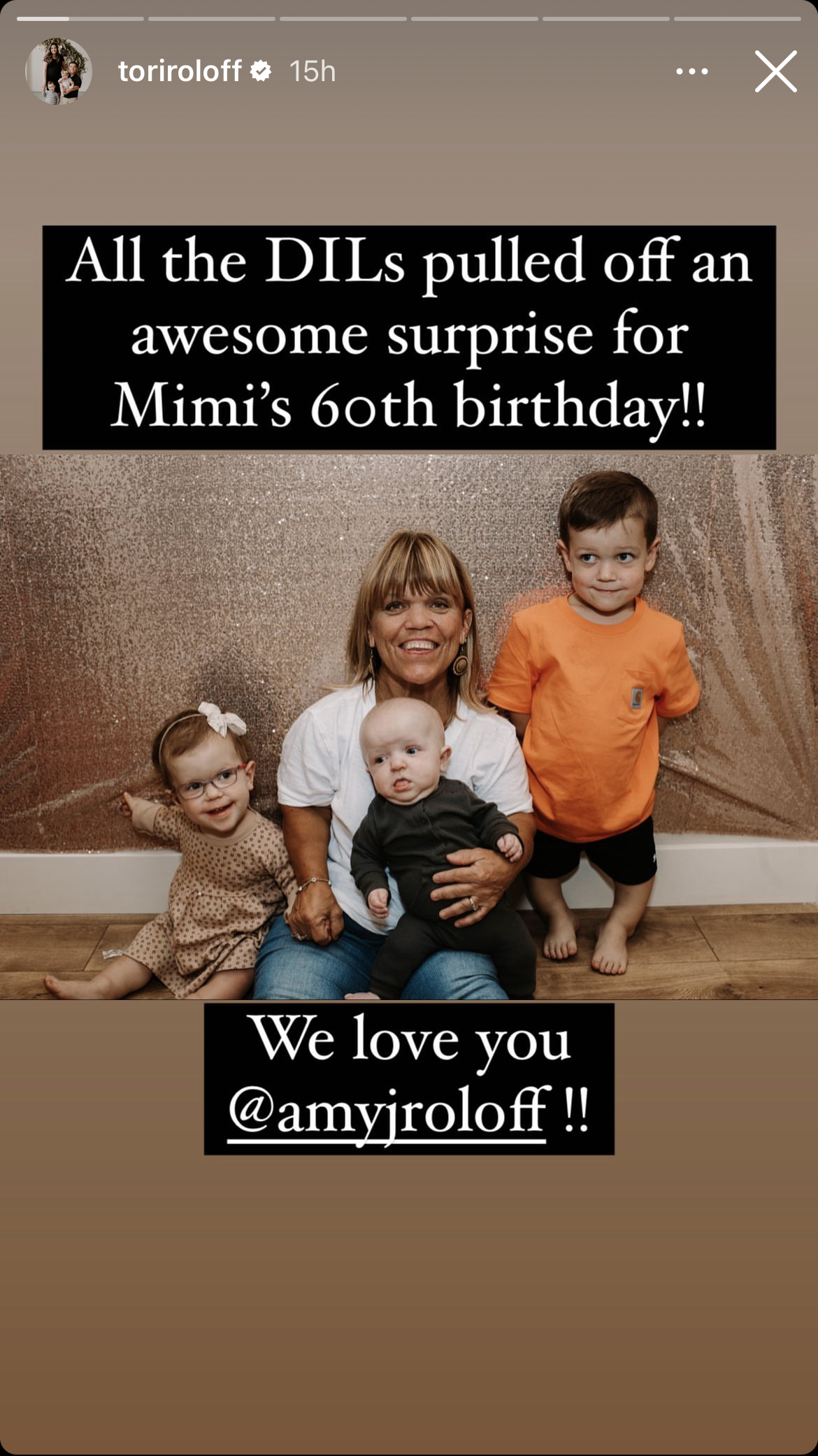 Tori Roloff's post on her Instagram story