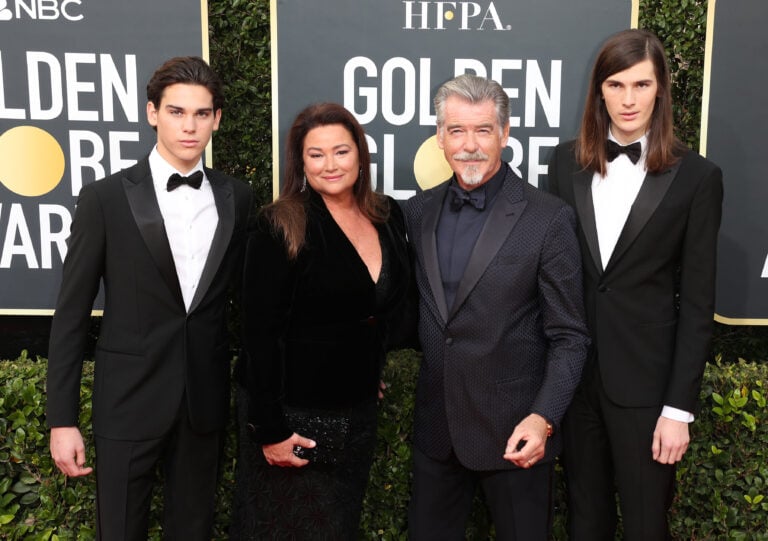 77th Annual Golden Globe Awards - Arrivals. 05 Jan 2020 Pictured: Pierce Brosnan, Keely Shaye Smith, Sean Brosnan, Paris Brosnan.