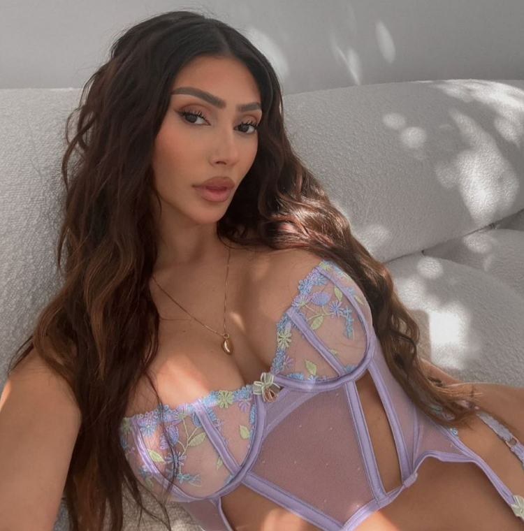 Francesca Farago models her new lingerie