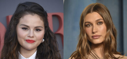 Portraits of Selena Gomez and Hailey Bieber