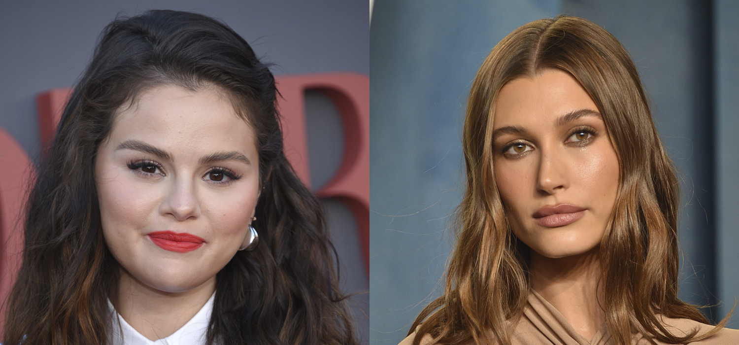 Portraits of Selena Gomez and Hailey Bieber