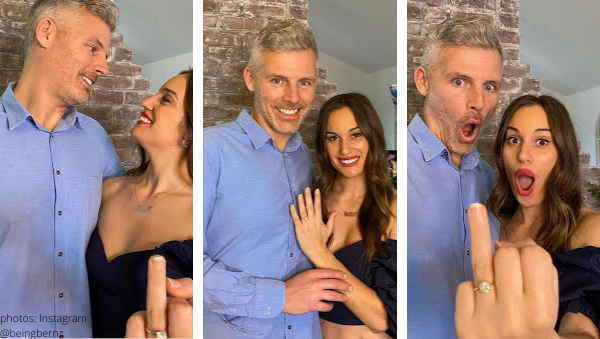 Hannah Berner and Fiance Des Bishop announcing their engagement