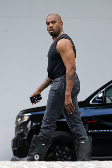 Newly single Kanye West and girlfriend Chaney Jones leave their hotel in Miami and are followed by a pretty blonde who also traveled with them in Miami