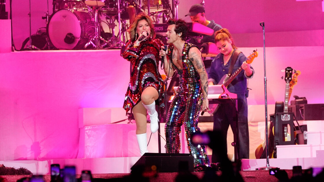 Harry Styles and Shania Twain performs together at Coachella Music Festival in Indio CA