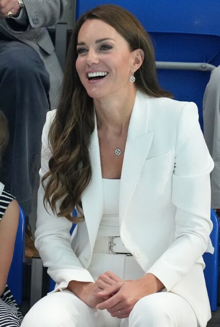 The Duke and Duchess of Cambridge and Princess Charlotte watch the Commonwealth Games Swimming