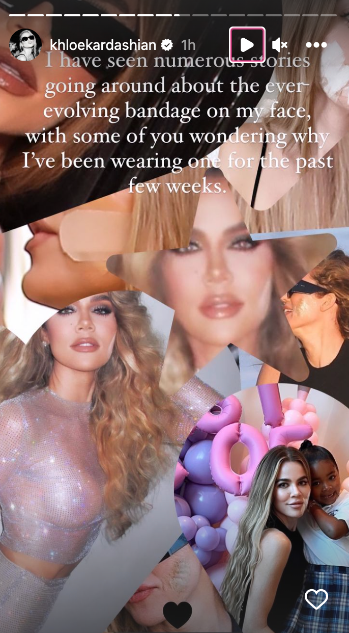 Khloe Kardashian reveals face bandage