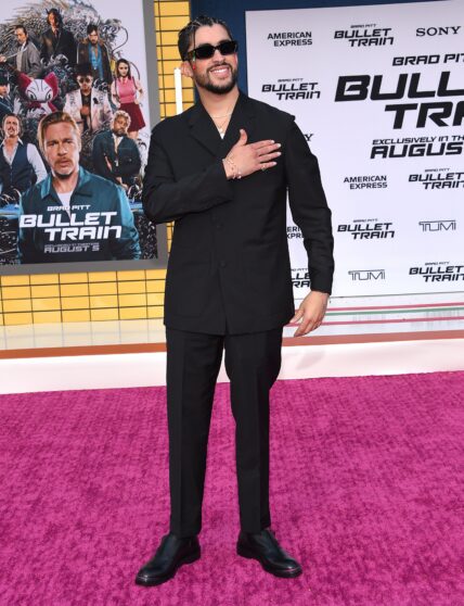 El Muerto star Bad Bunny at Bullet Train premiere.