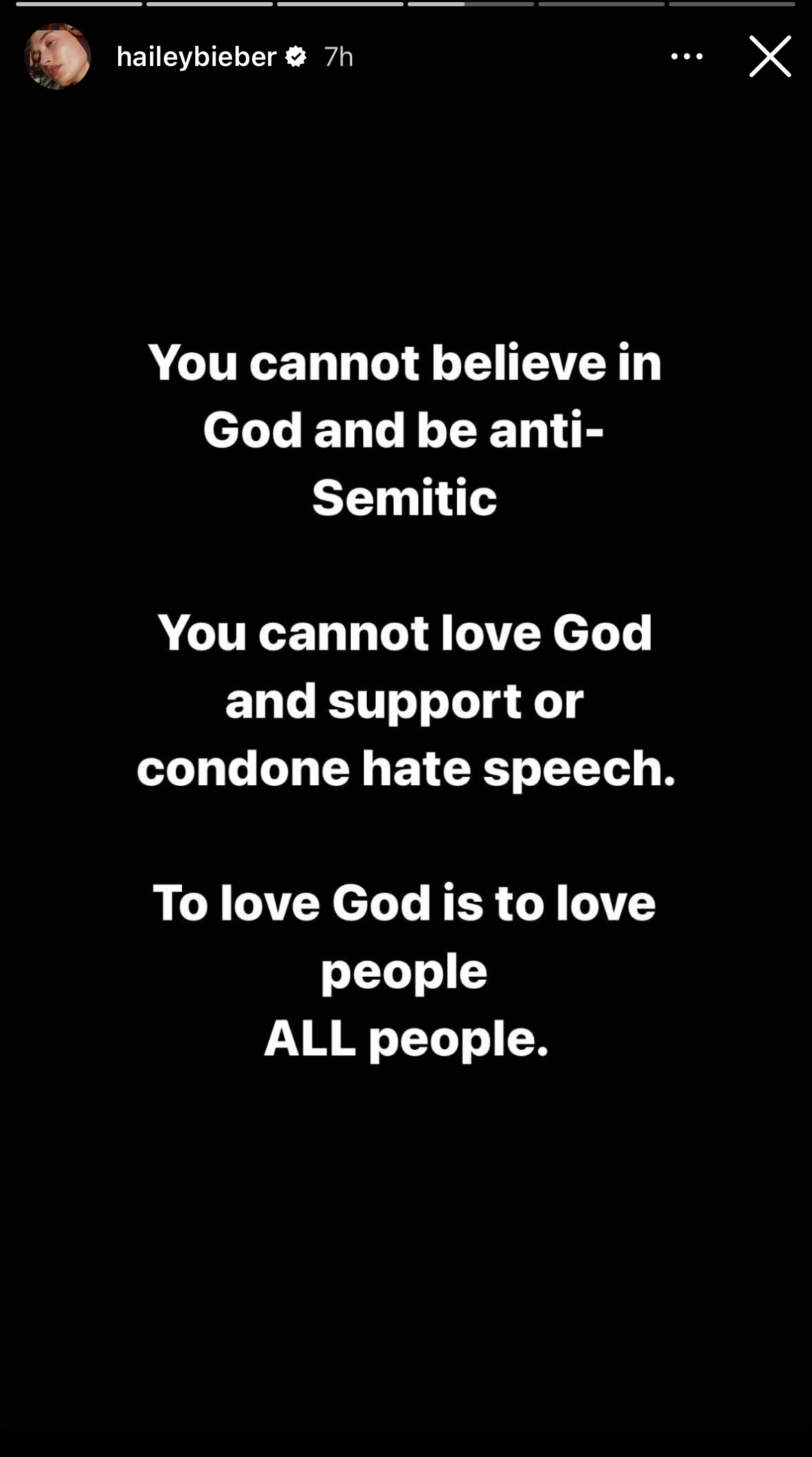 Hailey Bieber Instagram story