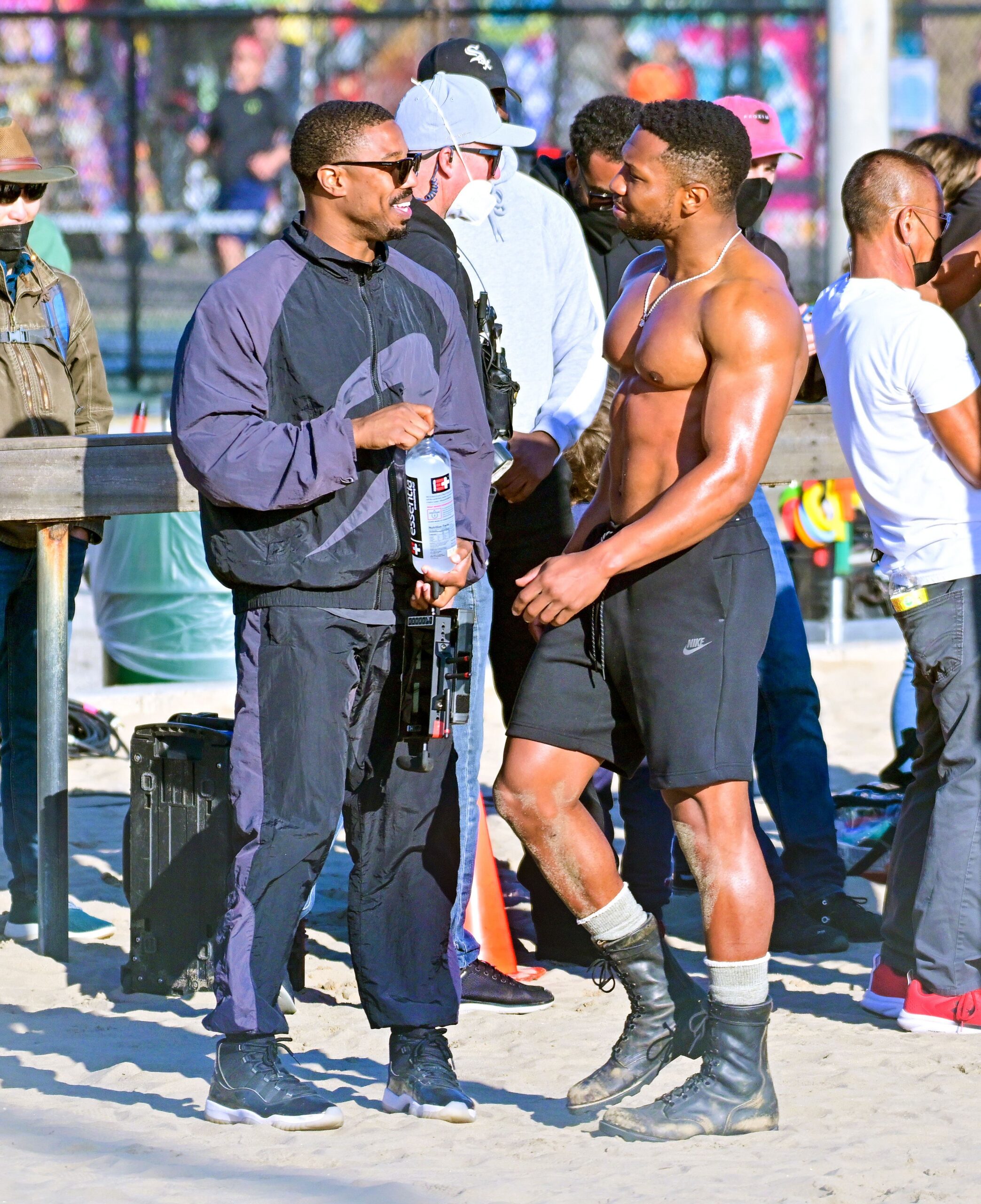Michael B. Jordan and Jonathan Majors work on Creed III