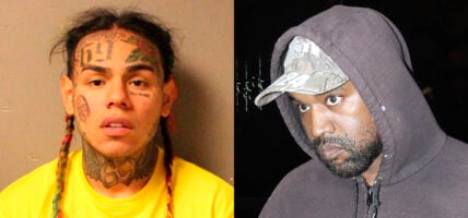 Portraits of Tekashi 6ix9ine and Kanye West