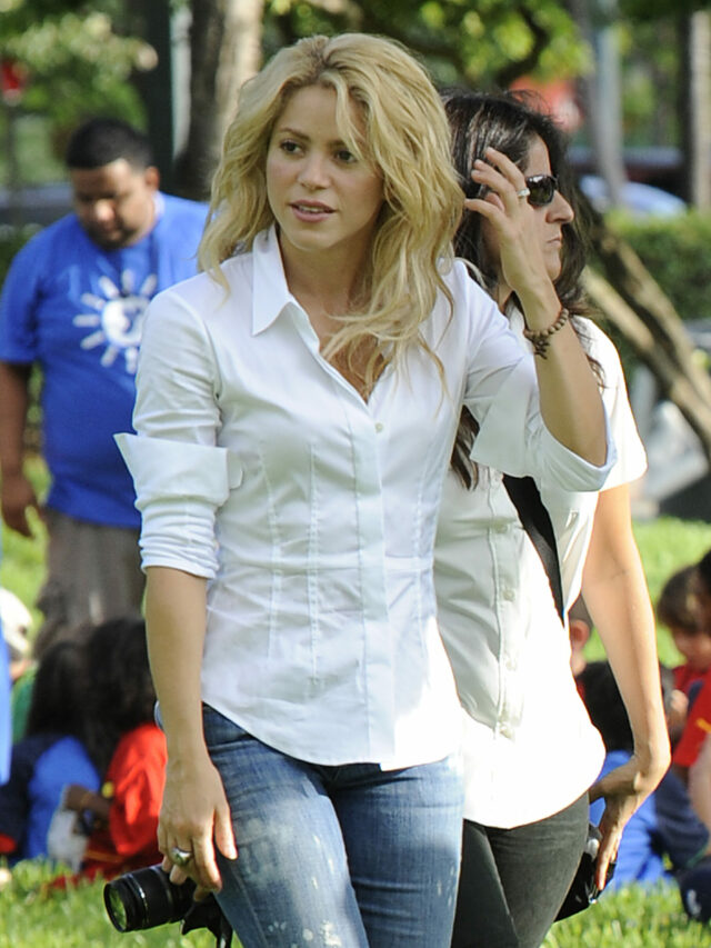 Colombian singer Shakira and her husband footballer Gerard Pique attend a press conference for Pies Descalzos and FC Barcelona to announce a grant to YMCA of Greater Miami at the University of Miami