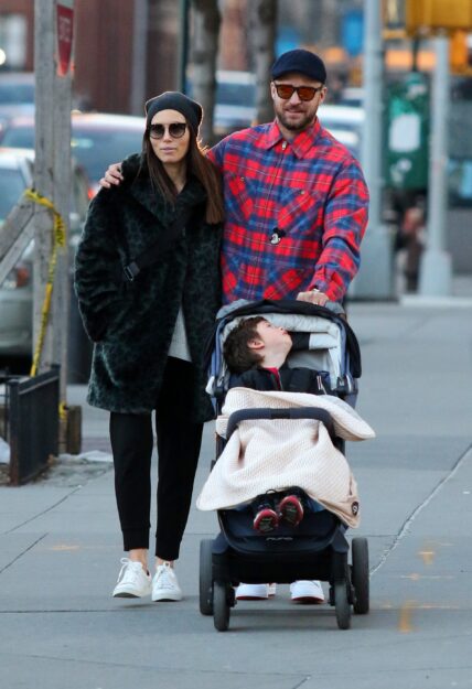 Justin Timberlake and Jessica Biel are all smiles with their son Silas after having a late afternoon lunch in NYC