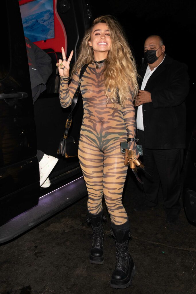 Sommer Ray leaves in a see through costume at Stassie Halloween Party