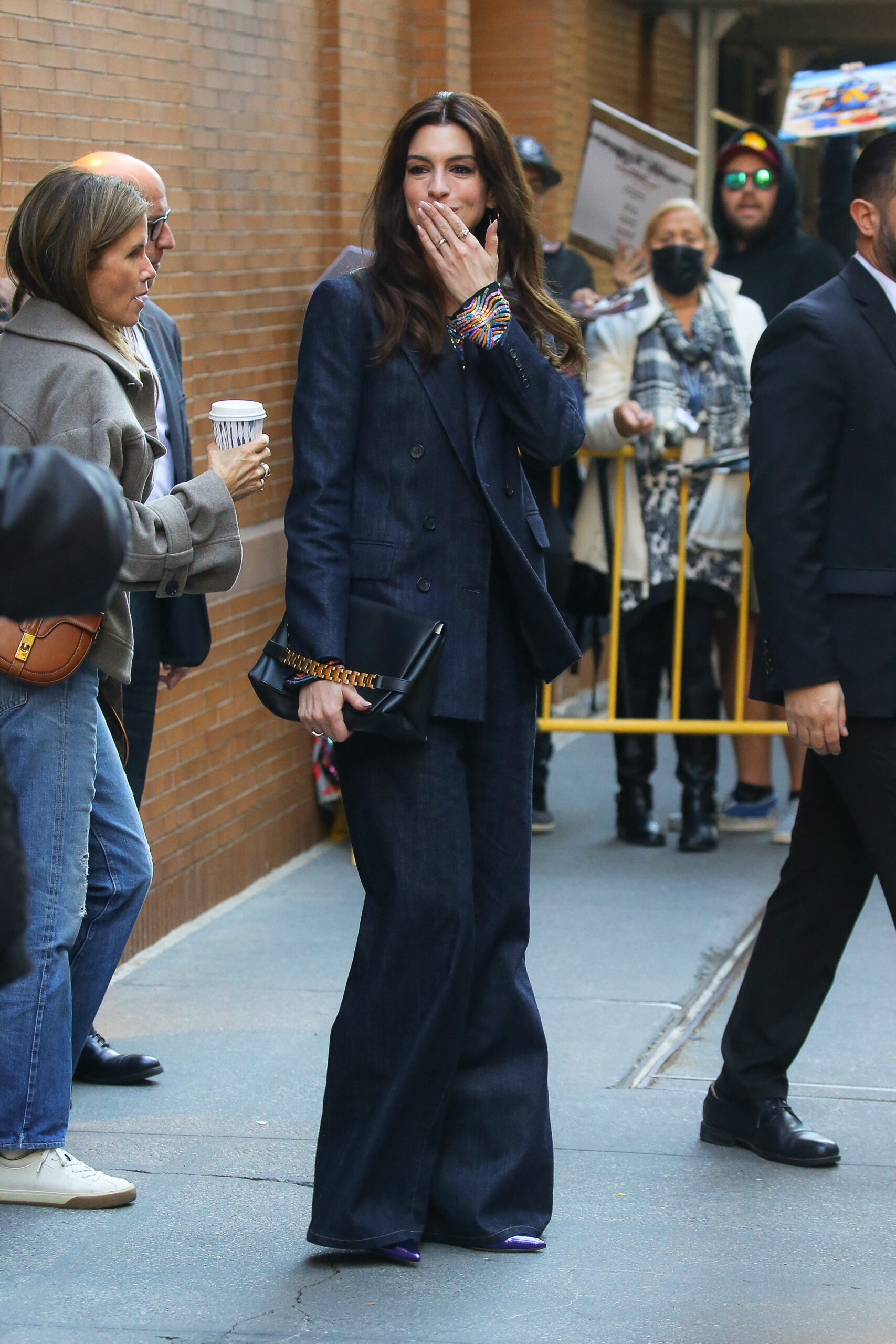 Anne Hathaway is all smiling while leaving the View in New York City